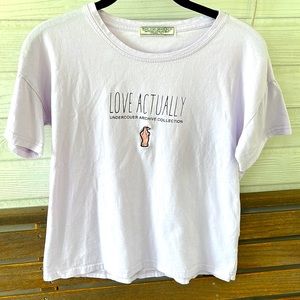 Love Actually Custom Made Boxy Lilac Short Sleeve Graphic T-shirt